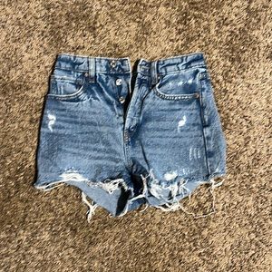 4 button blue jean shorts